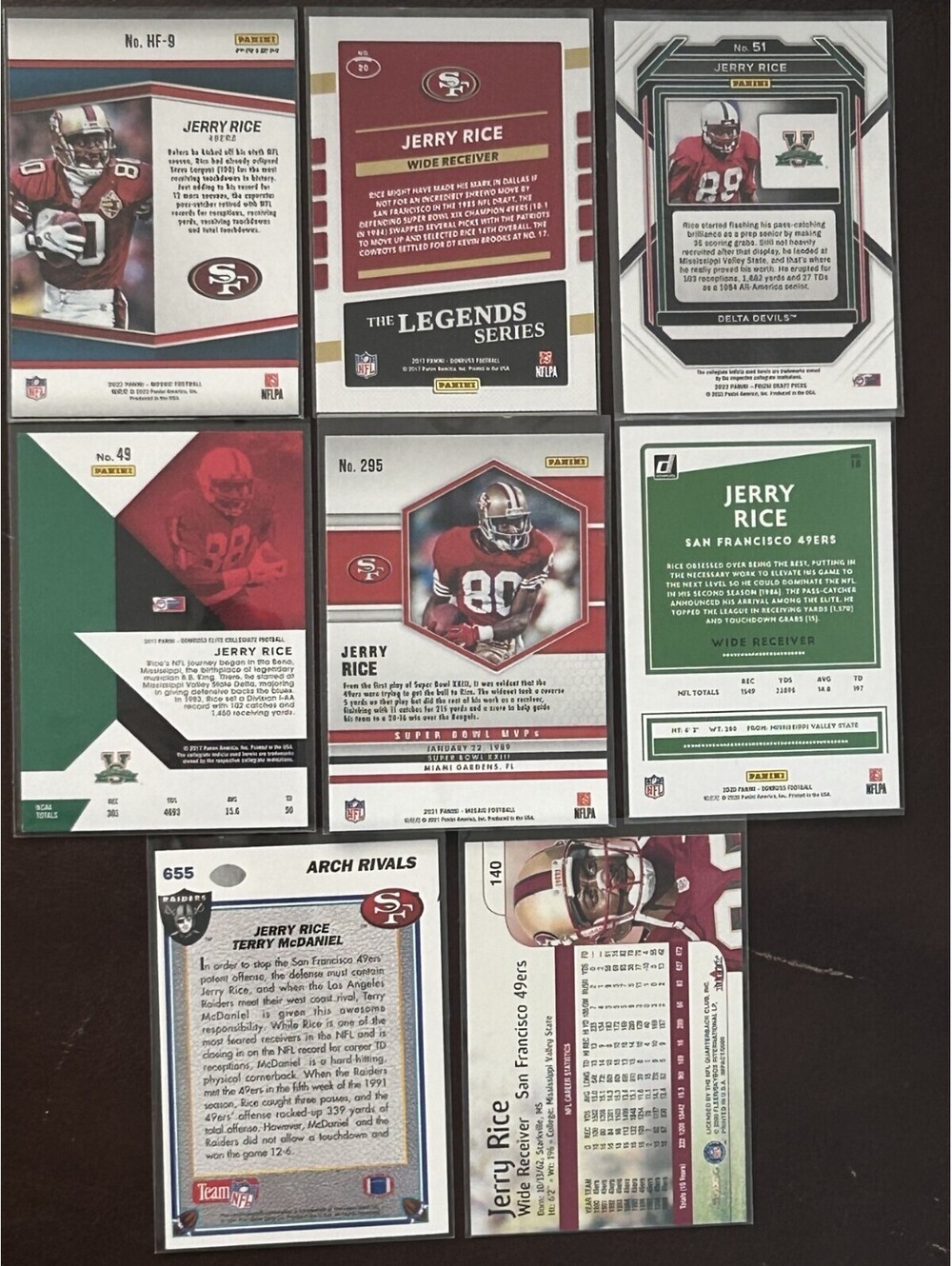 NFL HOF 49ERS WR JERRY RICE VINTAGE COLLECTION PANINI/FLEER/PRO SET- 17 CARDS NM - Picture 2 of 2